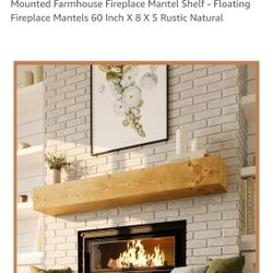 Rustic Fireplace Mantle Shelf 60 Inches - Handcrafted Wood Mantles for Over Fireplace - Wall Mounted Farmhouse Fireplace Mantel Shelf - Floating
