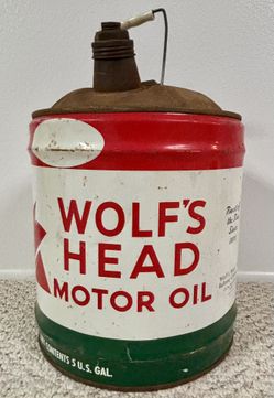 Vintage Original WOLF'S  HEAD Motor Oil Can