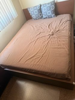 IKEA Queen bed with Floor Lamp