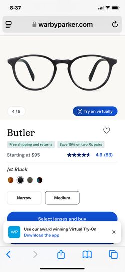 Warby Parker “Butler “Glasses 