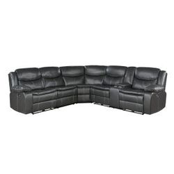 brand new dark gray breathable leather power reclining sectional with USB