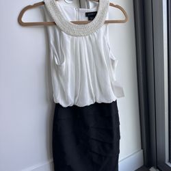 new with tag) B darlin white-black silk bodycon dress XS
