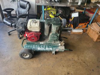ROLAIR Portable Gas Air Compressor: 2 Stage, 9 hp Engine, Honda, 20 cfm @ 90 psi, 9 gal Air Tank Tuned up New Exhaust Manifold