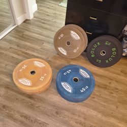 Rubber Olympic Weight Plates - 2" Hole (10s, 35s, 45s - 4 Pairs Total)