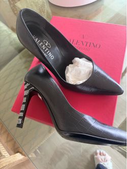 Authentic Valentino Garavani Black High Heels w/ Crystal Heels & Original Box – Never Worn