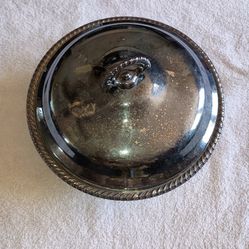 Vintage Silver Plated Round Casserole Dish With Lid