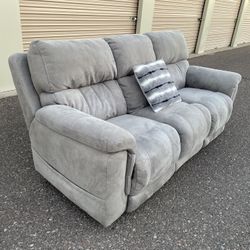Treated Leather, Electric Lumbar Recliner Couch. Free Delivery
