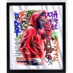 Custom Kendrick Lamar custom art piece on black frame