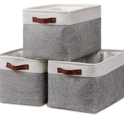 HNZIGE Fabric Storage Baskets for Shelves(3 Pack) Large Collapsible Storage Baskets for Organizing, Decorative Baskets Bins Set with Handles for Close