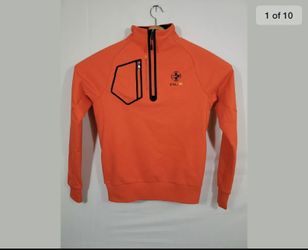 RLX Ralph Lauren Orange Expedition Technology 1/4 Zip Jacket Shirt Size Small