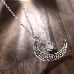 Hollow Pendant Necklace Glowing In The Dark Moon Pendant Neck