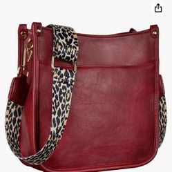 KOGTLA Women's Crossbody Shoulder Bag with Leopard Guitar Strap, Vegan Faux Leather Purse Handbag Bucket Tote Bag