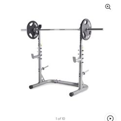 Weider XRS 20 Olympic Squat Rack with Adjustable Safety Spotters and Bar Holds