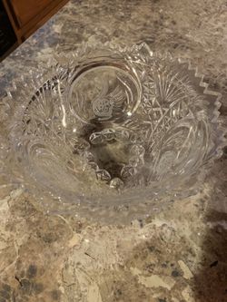 3 Swan etched glass foot crystal cut console bowl