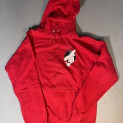 Call Me 917 Fin Man Big Back Graphic Pullover Hoodie Red Medium M Alex Olson
