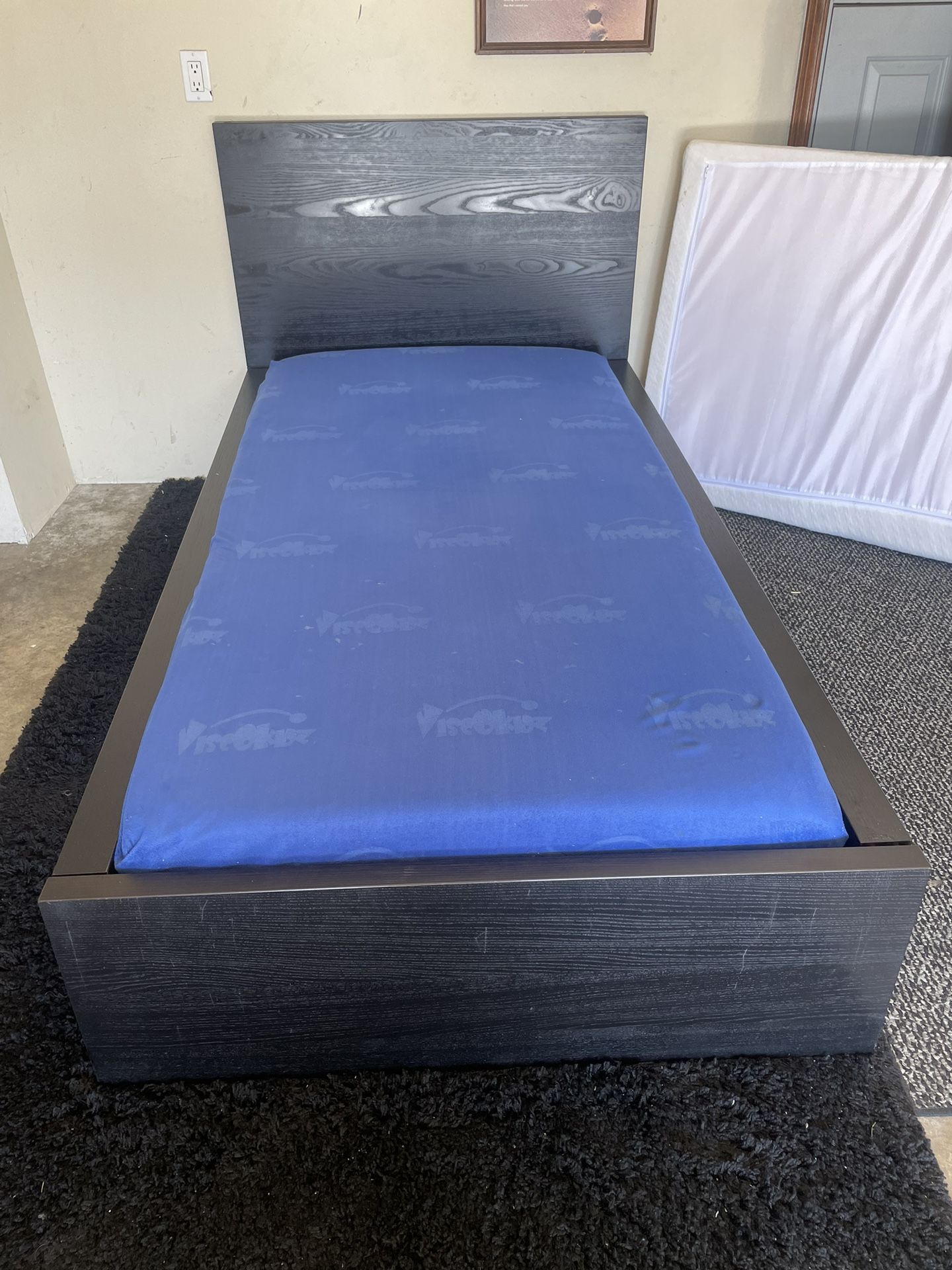 Twin Size XL Black IKEA Malm Bed Frame and Memory Foam Mattress *Delivery Available*