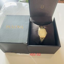 Bulova Women's Watch 97P146 Chronograph Gold Tone Stainless Steel Diamond Dial