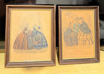 Vintage French Fashion Plates – Le Bon Ton & Les Modes Parisiennes – Framed Set of 2 12” H x 10”W