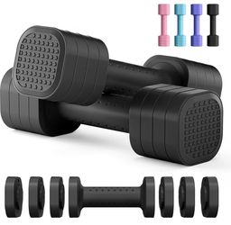 Zempox Hand Weights for Women at Home 2-5 lb Light Adjustable Dumbbells Set Adjustable 2-5 lb(A Pair 4lb 6lb 8lb 10lb), 4-in-1 Design, TPU Soft Grip, 