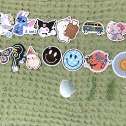 Assorted 24 cute Stickers peanuts Kuromi Stitch Minecraft elephant love peace.
