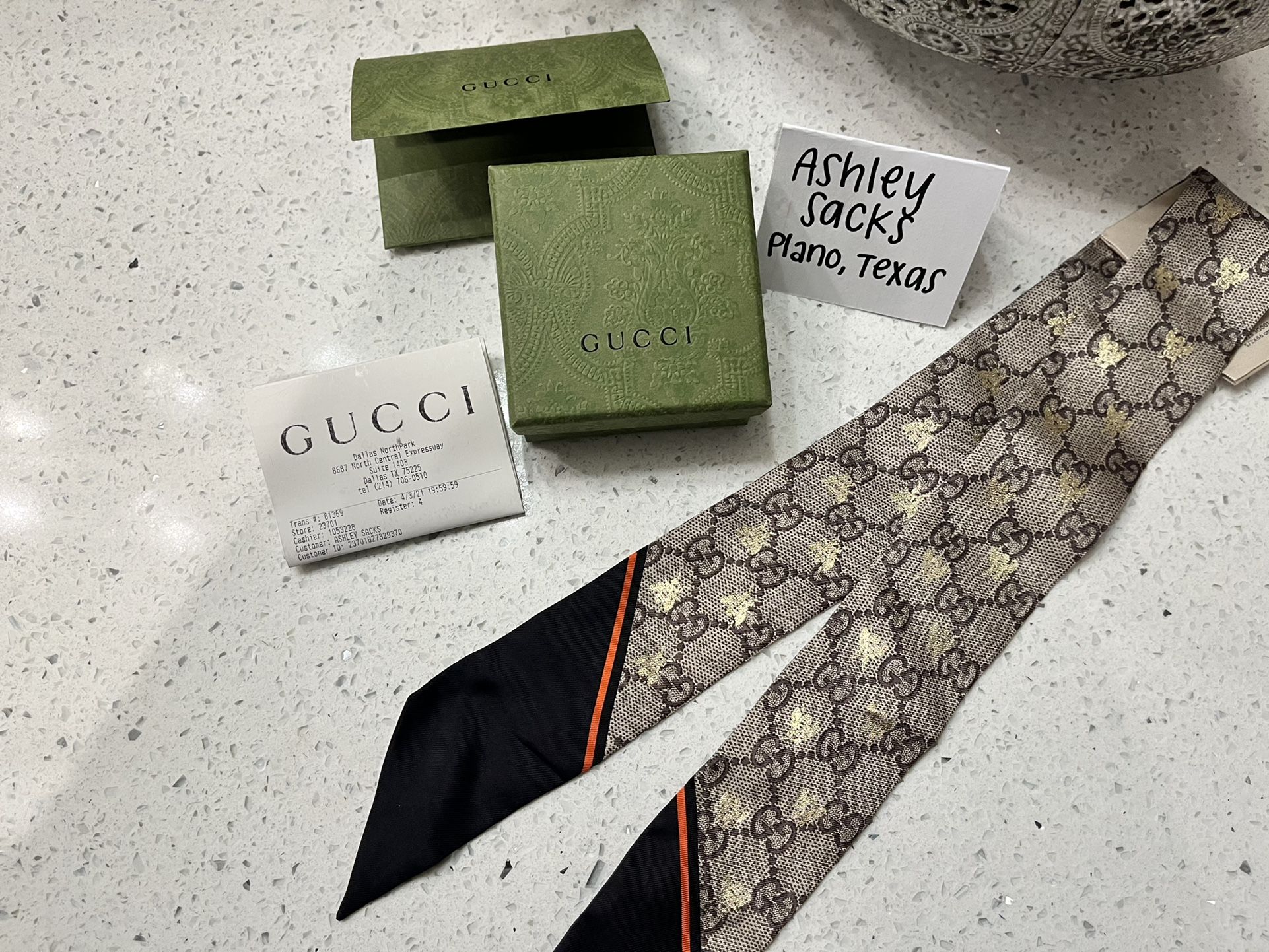Gucci GG Bees Silk Neck Bow