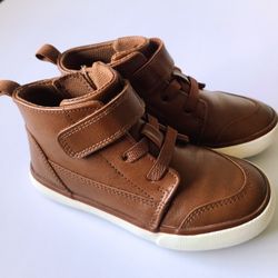 Wonder Nation Boys Brown Shoes Strap Hi Top Sneaker Toddler Size 9
