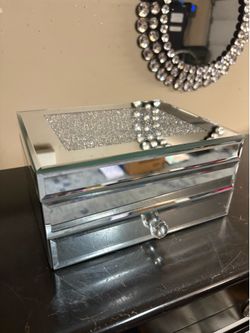Gorgeous Diamond Crackle Jewelry Box with Drawer 8.5x7x4 NEW