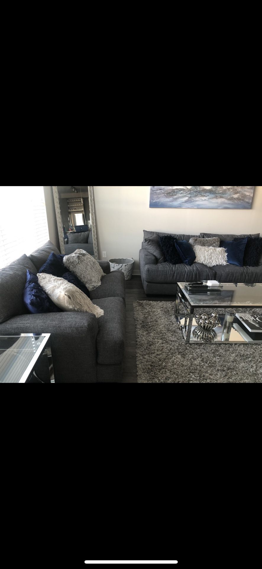 Grey Couch and Love Seat Set 