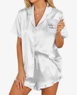 White silk pajamas - size Small