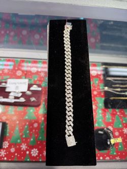 10k White Gold Tennis Cuban Bracelet