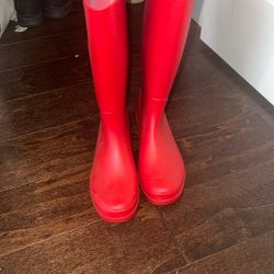 red rain boots worn once 