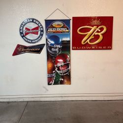 Budweiser Signs - Metal And Vinyl