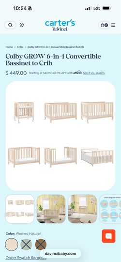 Colby GROW 6-in-1 Convertible Bassinet to Crib