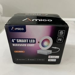 Amico 4 Pack 4 Inch Smart LED Recessed Lighting, WiFi Bluetooth Canless Downlight with Junction Box, RGB & 2K Color Changing, 10W=70W 800LM