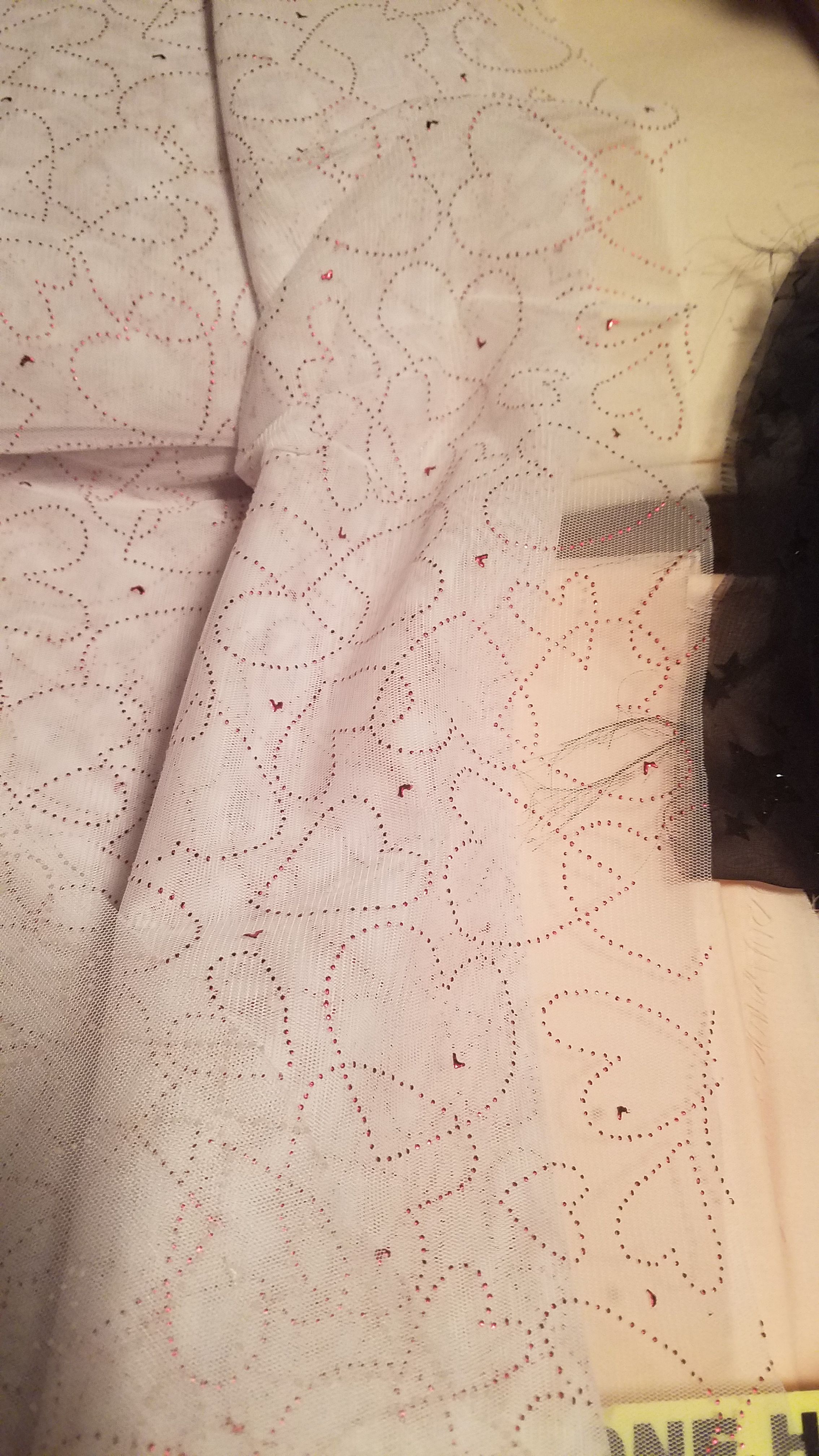 Red Hearts Sheer Fabric