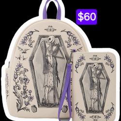 Brand New! Loungefly Disney The Nightmare Before Christmas Coffin Mini Backpack + Wallet