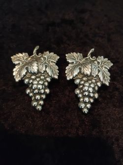silver-tone grape cluster earrings are likely vintage Coro or Danecraft pieces $20.00
