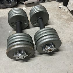 pair of 30lb adjustable dumbbells. 60lb in total 	
