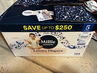 Brand New Box of Millie Moon Luxury Diapers 144ct