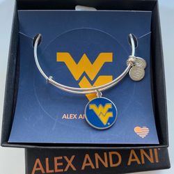 New, Alex & Ani West Virginia University Logo Charm Bangle