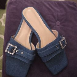 Cute Blue Denim Summer Slides