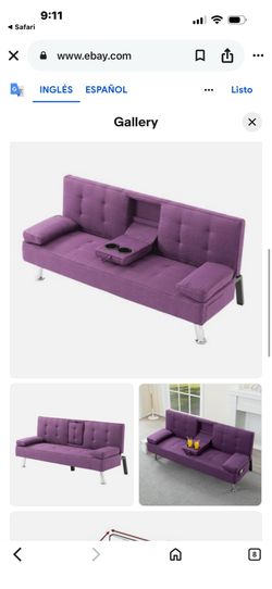 Twin Size Futon Convertible Sleeper Sofa Bed,Pu Upholstery,3 Angles for Adjus..