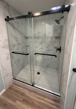 Premium quality frameless double sliding glass shower door wholesale