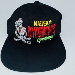 Vintage Goosebumps PRO MODEL SnapBack Youth Hat Master Of Scaremonies Black Book  Youth sizing. On the last two hokes to make it the biggest, the open