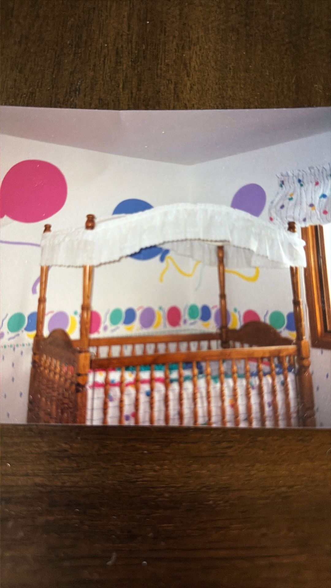 Oak Baby Crib With Canopy