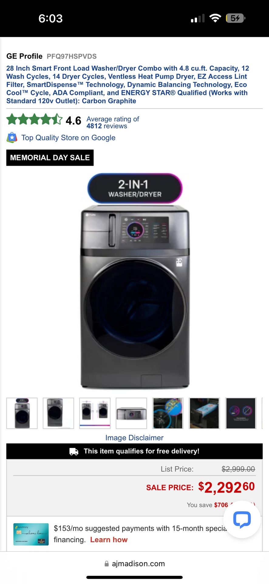 GE Washer And dryer Combo