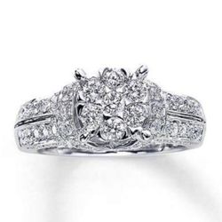 Diamond Engagement Ring 1-3/8 ct tw Round-cut 14k White Gold