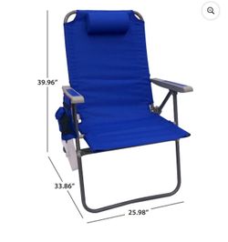**NEW** Mainstays Reclining Oversize Folding Beach chair, Blue