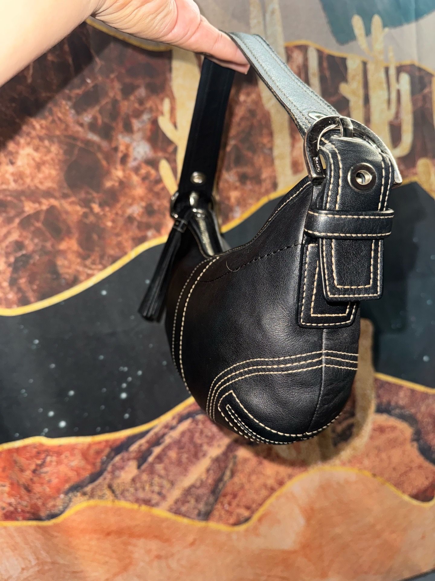 Vintage Coach Soho Small Hobo Shoulder Bag Black Leather Y2K 8A01