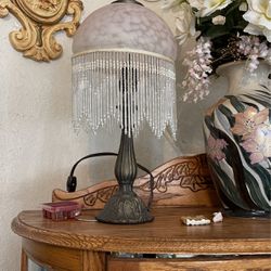 Vintage Glass Beaded Table Lamp